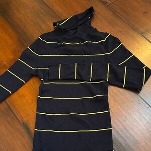 Theory Navy and Yellow Turtleneck Sweater